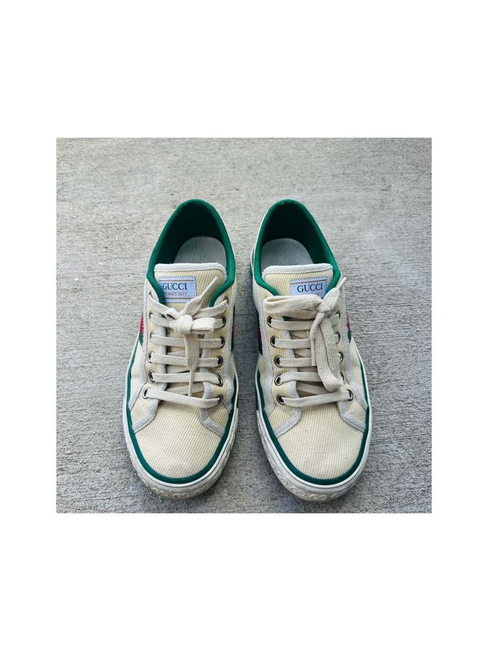 Gucci Tennis 1977 Sneakers in Cream Cotton Women Size 37+ US 7-7.5 - Picture 2 of 11